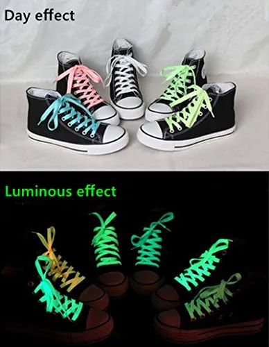 6 Packs Luminous Shoelace Athletic Sport Flat Shoe Laces Glow In The Dark Night