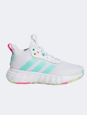 Adidas Own The Game 2.0 Kids-Girls Basketball Shoes White/Aqua/Pink