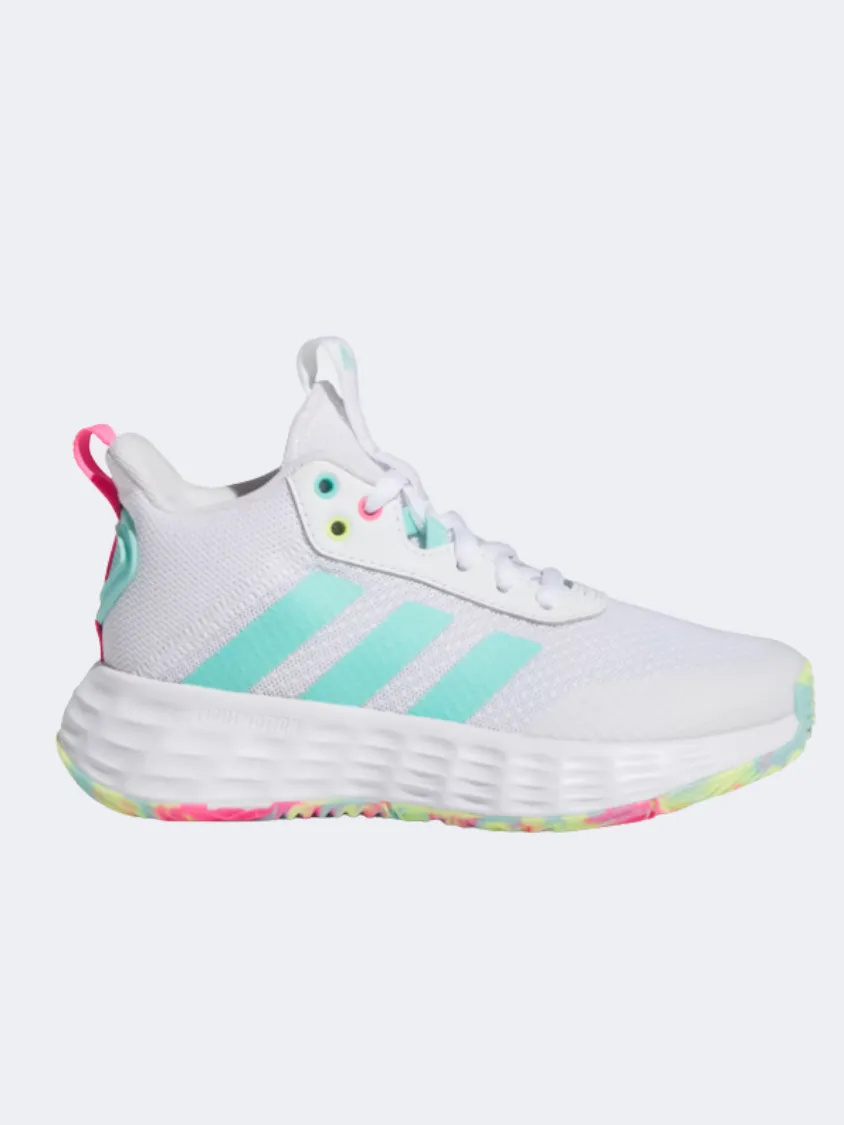 Adidas Own The Game 2.0 Kids-Girls Basketball Shoes White/Aqua/Pink