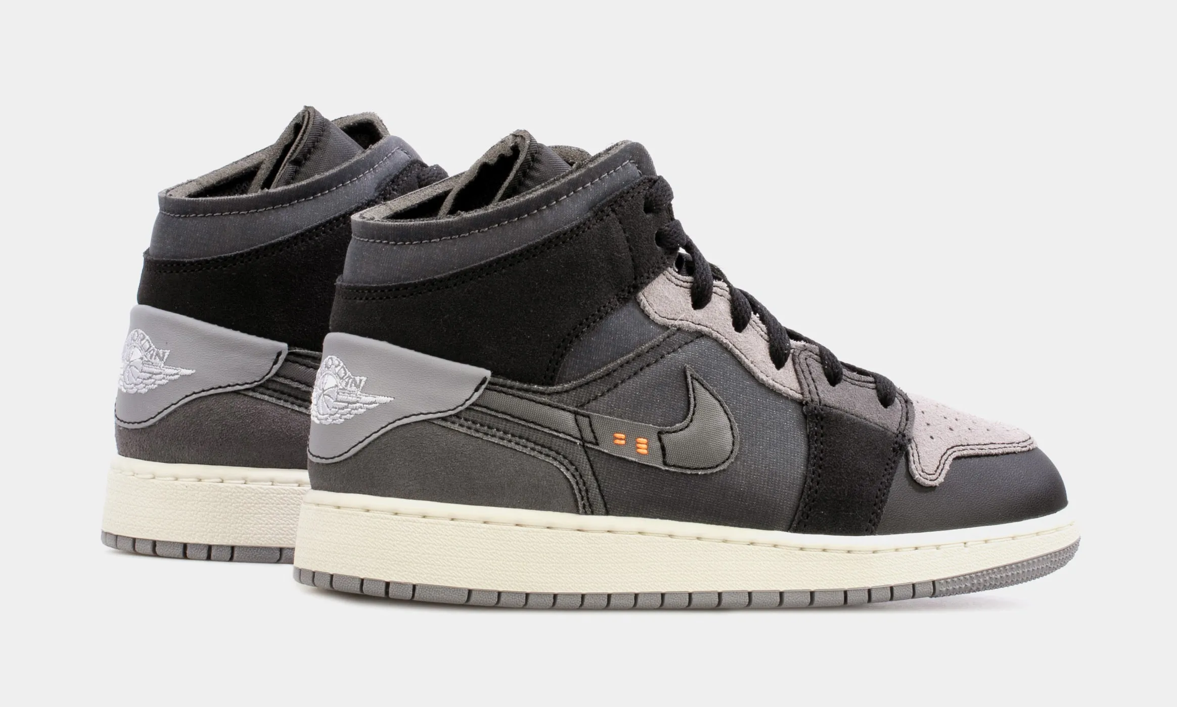 Air Jordan 1 Mid Craft Inside Out Grade School Lifestyle Shoes (Black/Grey)