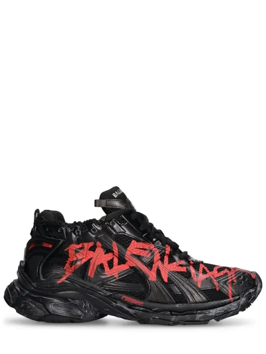 Balenciaga   Runner mesh and nylon graffiti sneakers 