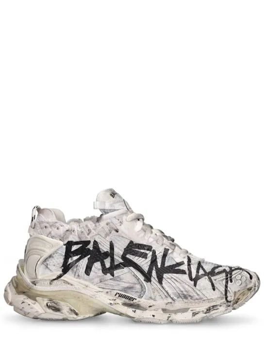 Balenciaga   Runner mesh and nylon graffiti sneakers 