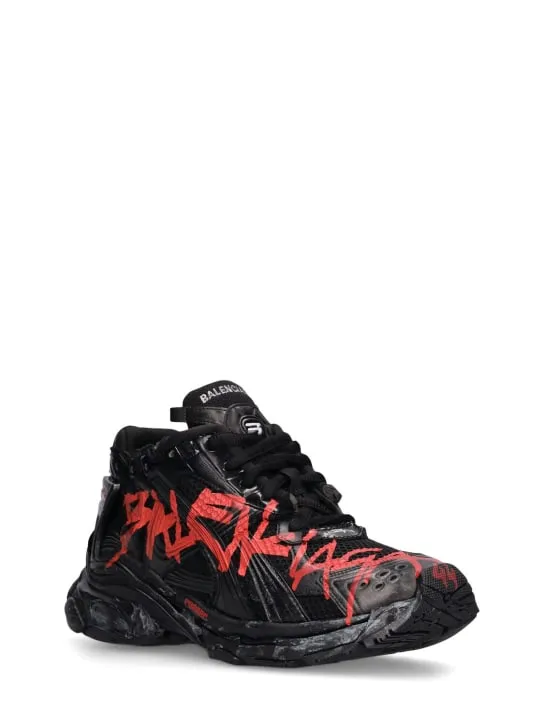 Balenciaga   Runner mesh and nylon graffiti sneakers 