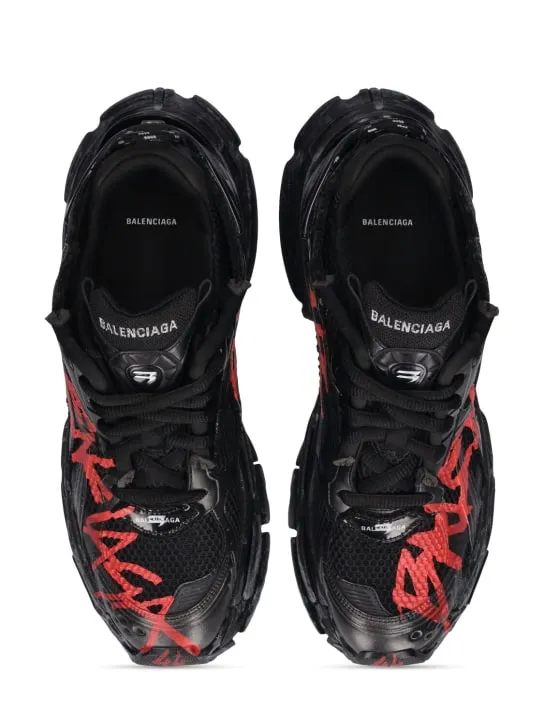 Balenciaga   Runner mesh and nylon graffiti sneakers 