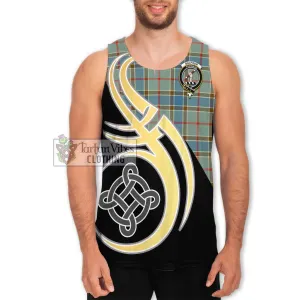 Balfour Blue Tartan Men's Tank Top with Family Crest and Celtic Symbol Style