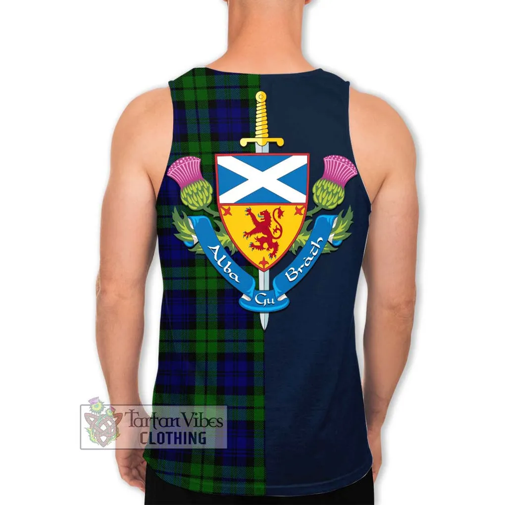 Bannatyne Tartan Men's Tank Top Alba with Scottish Lion Royal Arm Half Style