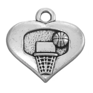 Basketball Heart Hoop Charm