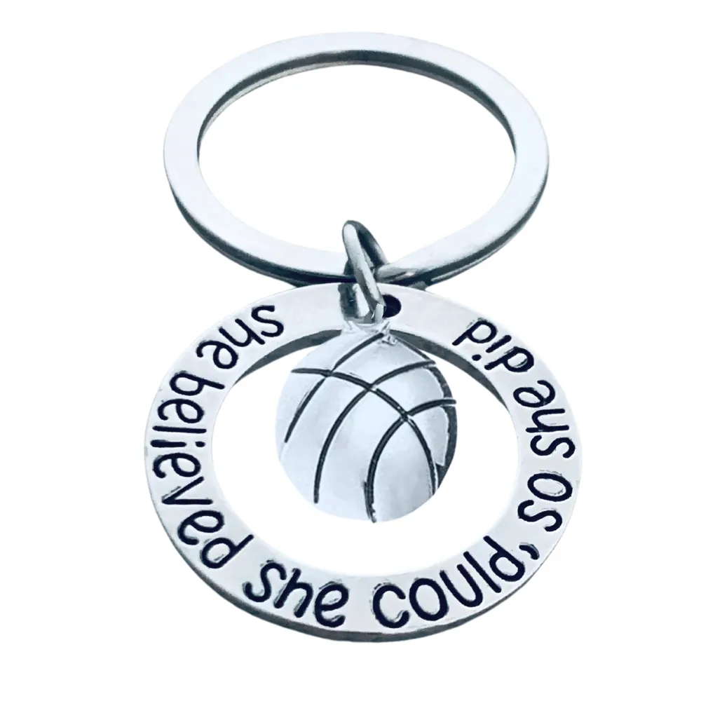 Basketball Keychain - Rhinestone She Believed She Could So She Did