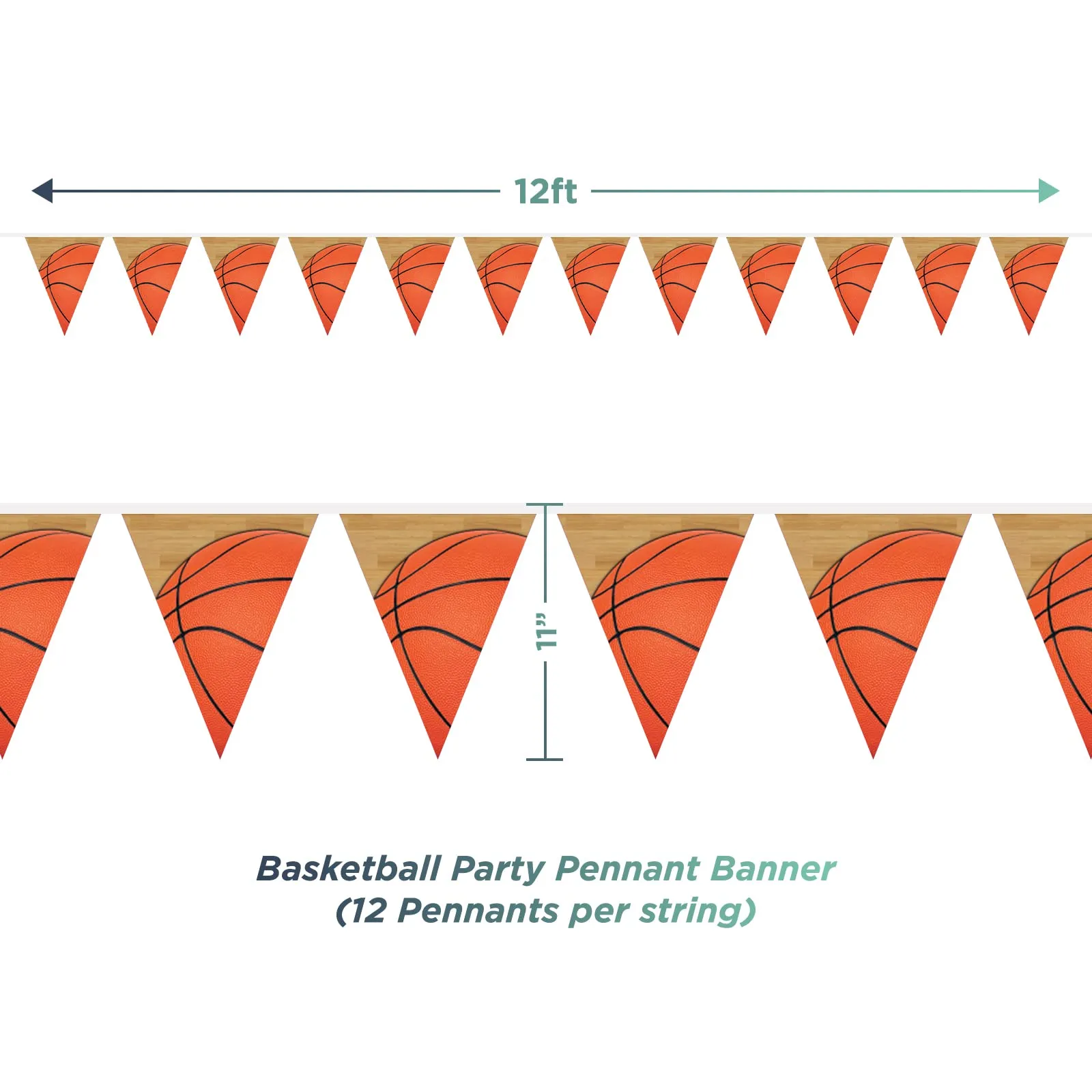 Basketball Party Pennant Banner and Assorted Shaped Coutouts Set