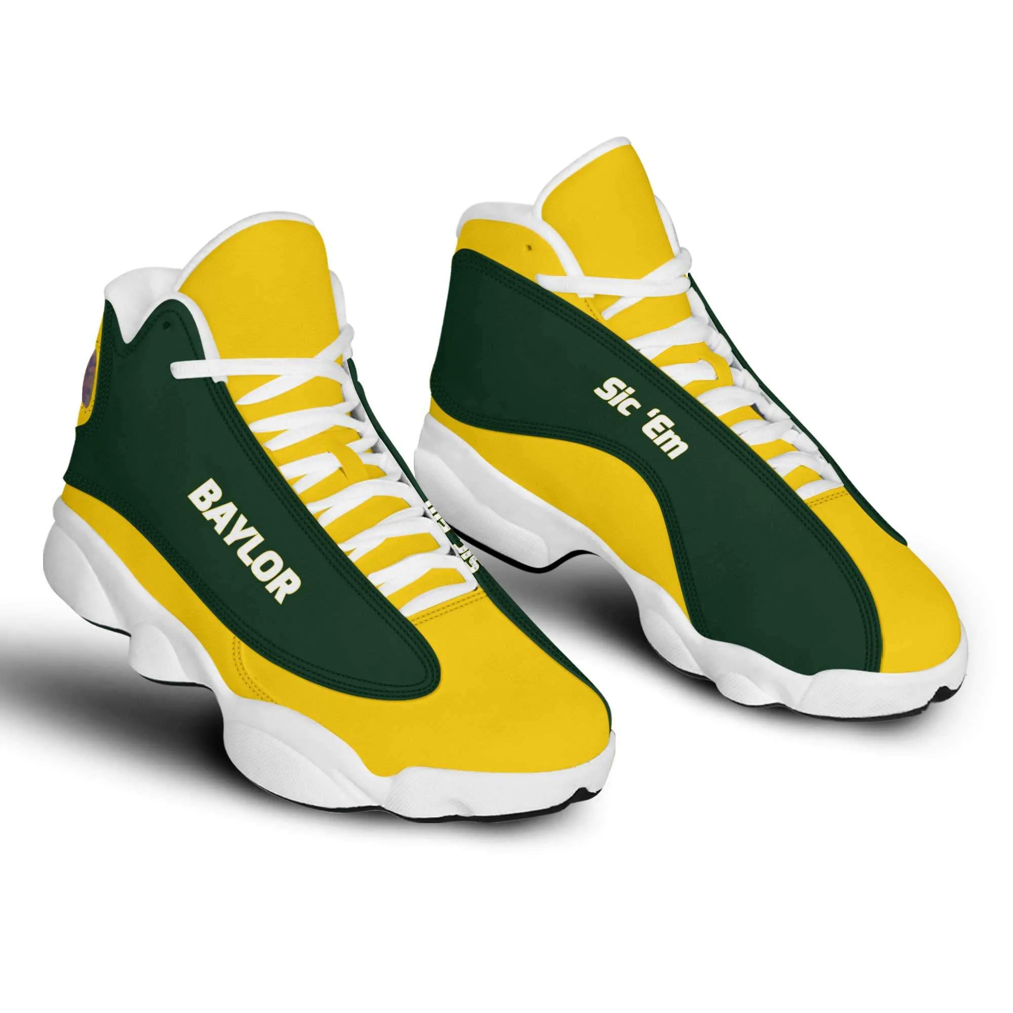 Baylor Sic 'Em Basketball Fan Microfiber Leather Hightop Sneakers