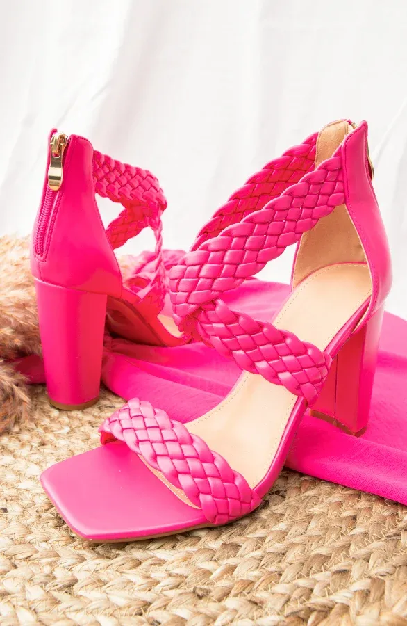 Braided Heels Fuchsia