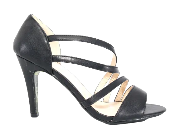 Damen High Heels Abendschuhe Pumps Riemen Black # 25816