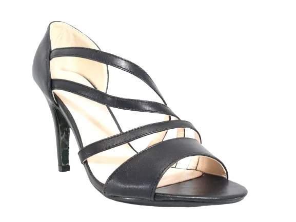 Damen High Heels Abendschuhe Pumps Riemen Black # 25816