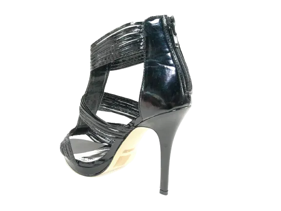 Damen High Heels Abendschuhe Straß Pumps Riemen Black # 9049-39