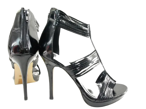 Damen High Heels Abendschuhe Straß Pumps Riemen Black # 9049-39