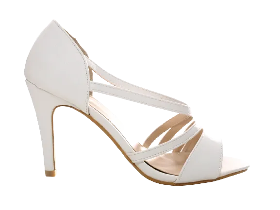 Damen High Heels Brautschuhe Hochzeit Abendschuhe Pumps Riemen White # 25816