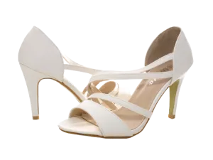 Damen High Heels Brautschuhe Hochzeit Abendschuhe Pumps Riemen White # 25816