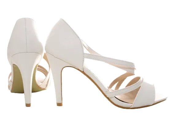 Damen High Heels Brautschuhe Hochzeit Abendschuhe Pumps Riemen White # 25816