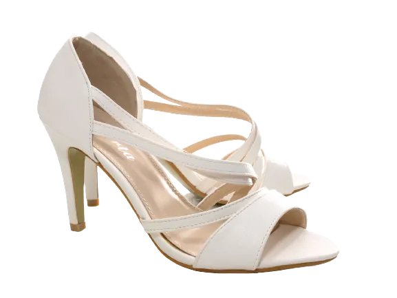 Damen High Heels Brautschuhe Hochzeit Abendschuhe Pumps Riemen White # 25816