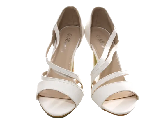 Damen High Heels Brautschuhe Hochzeit Abendschuhe Pumps Riemen White # 25816