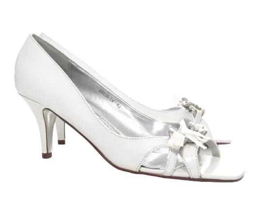 Damen High Heels Brautschuhe Hochzeit Abendschuhe Pumps Riemen White # 39838-1