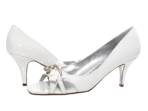 Damen High Heels Brautschuhe Hochzeit Abendschuhe Pumps Riemen White # 39838-1