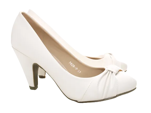 Damen High Heels Brautschuhe Hochzeit Abendschuhe Pumps Riemen White # 7429