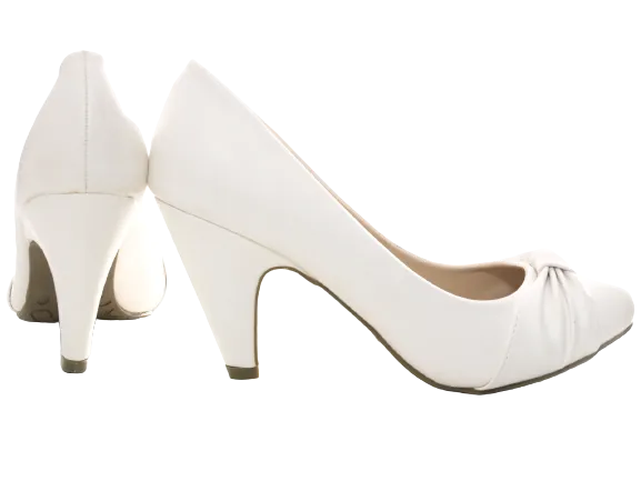 Damen High Heels Brautschuhe Hochzeit Abendschuhe Pumps Riemen White # 7429