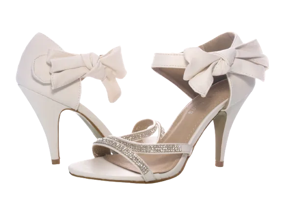 Damen High Heels Brautschuhe Hochzeit Abendschuhe Straß Pumps Riemen White # 8382-32