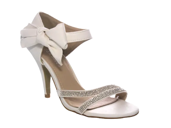 Damen High Heels Brautschuhe Hochzeit Abendschuhe Straß Pumps Riemen White # 8382-32