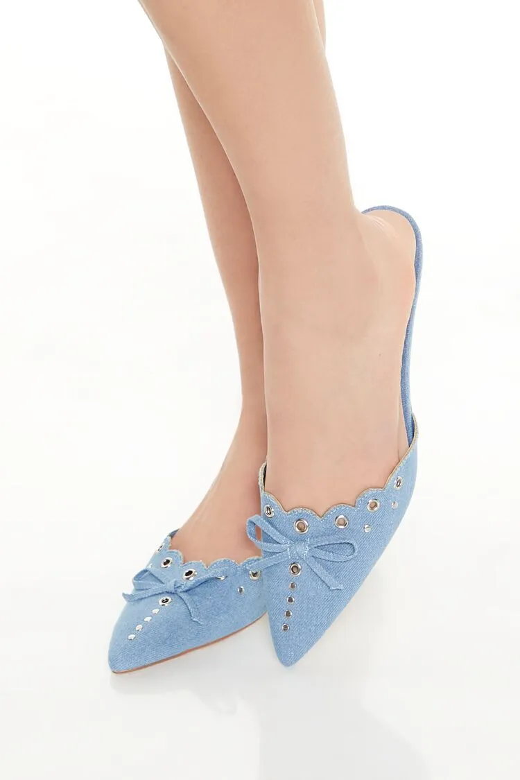 Denim Grommet Kitten Heels