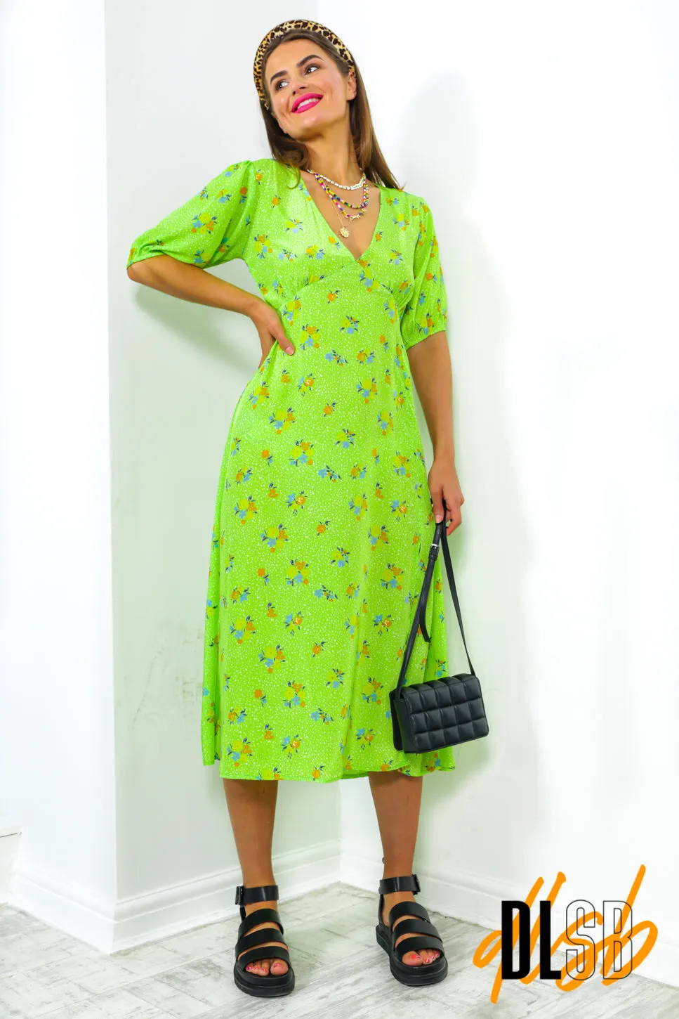 Easy Breezy - Green Floral Midi Dress