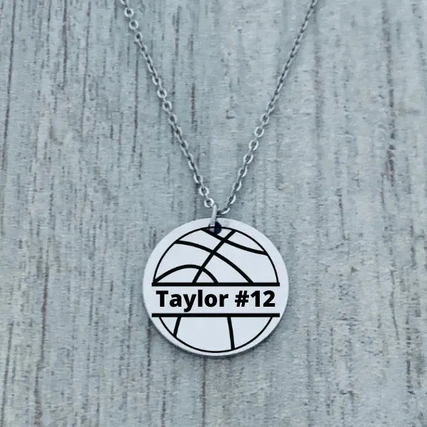 Engraved Basketball Necklace