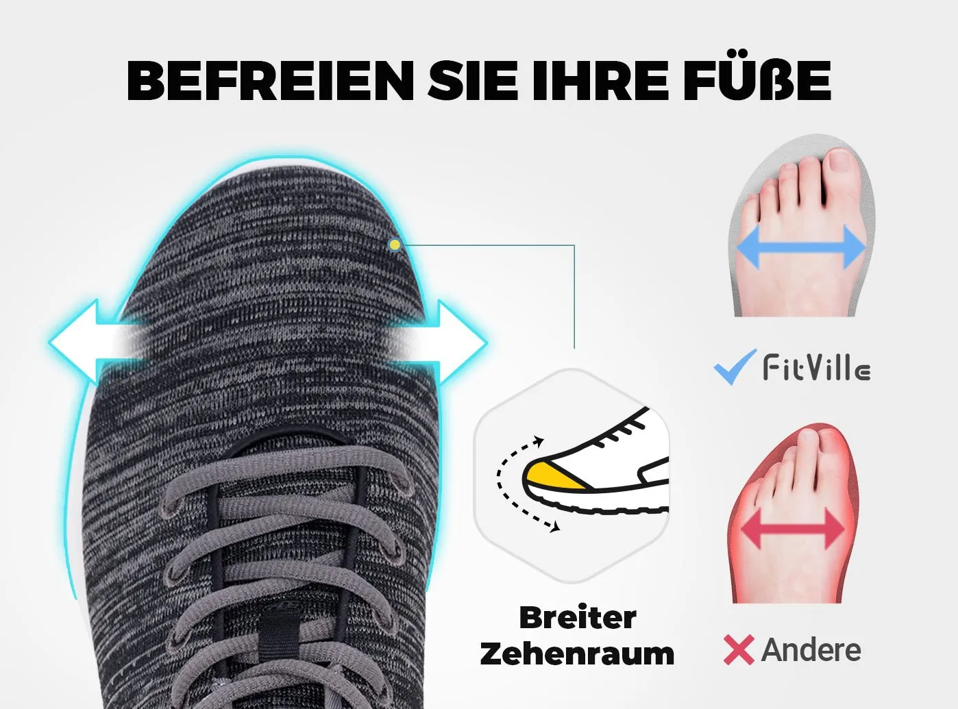 FitVille Herren ArchPower FlyWave Laufschuhe V1