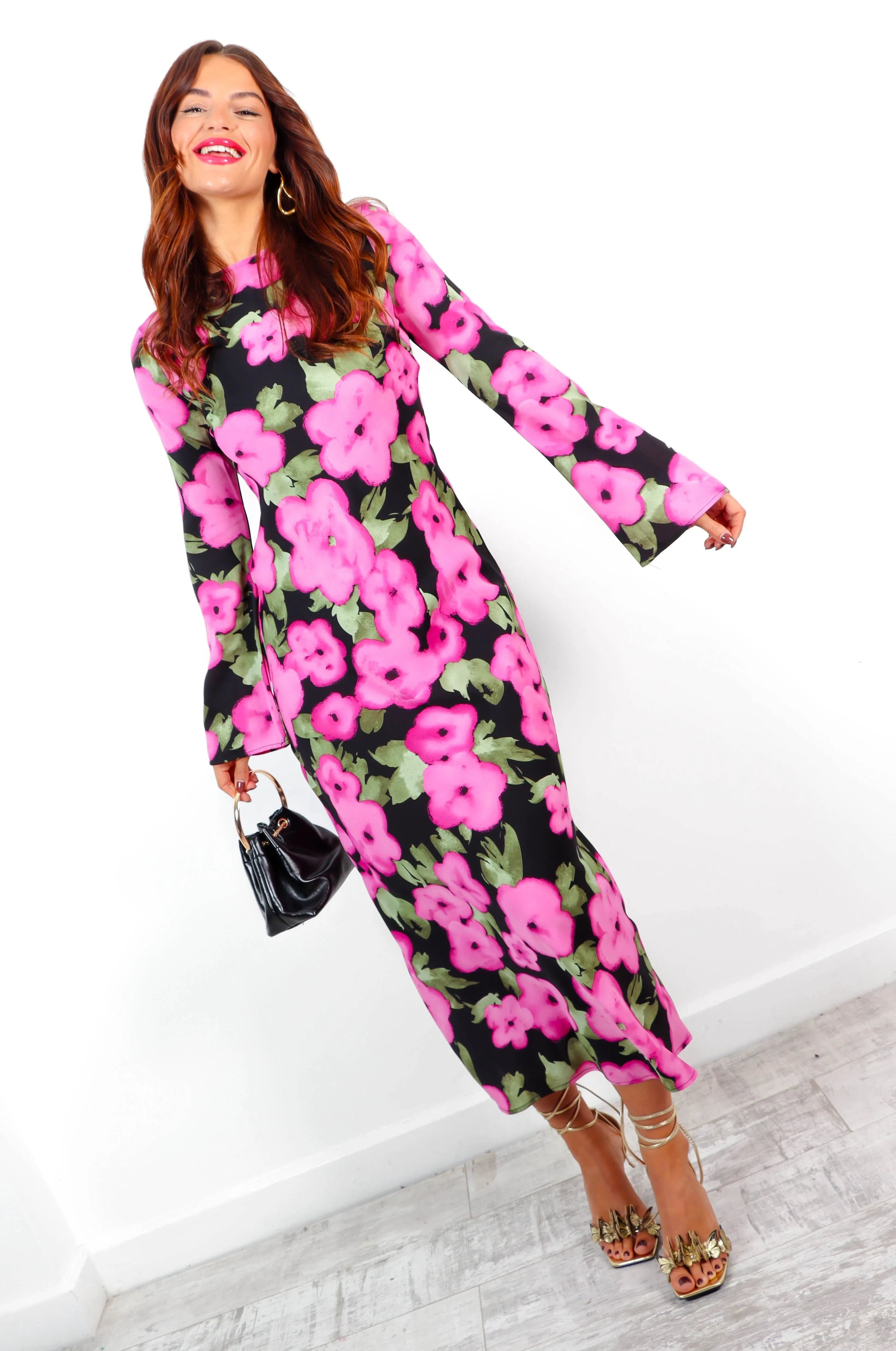 Floral About Me - Black Pink Floral Maxi Dress