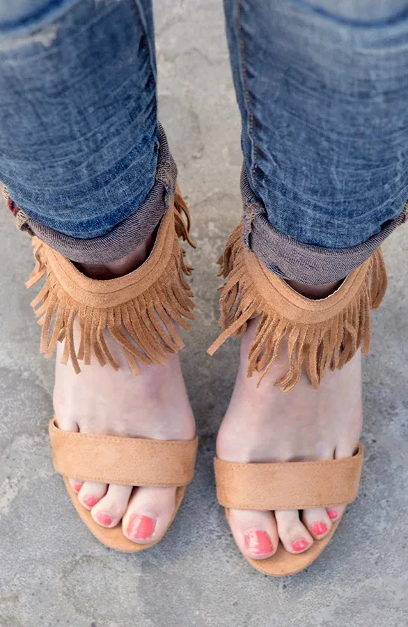 Fringe Heels Camel