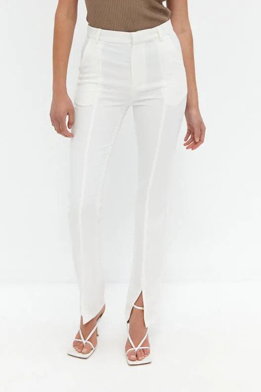 Front Split Trouser Pants - White