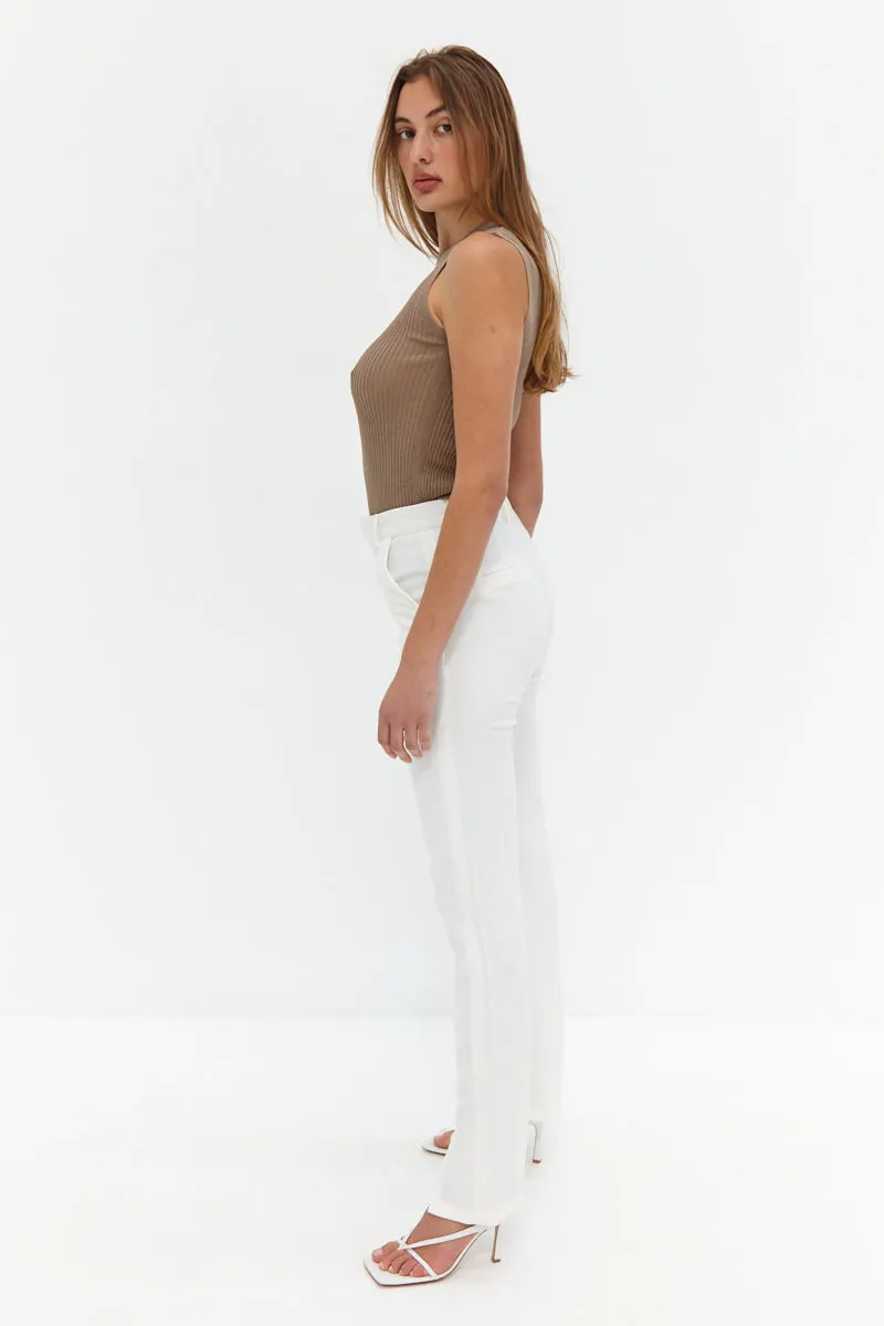 Front Split Trouser Pants - White