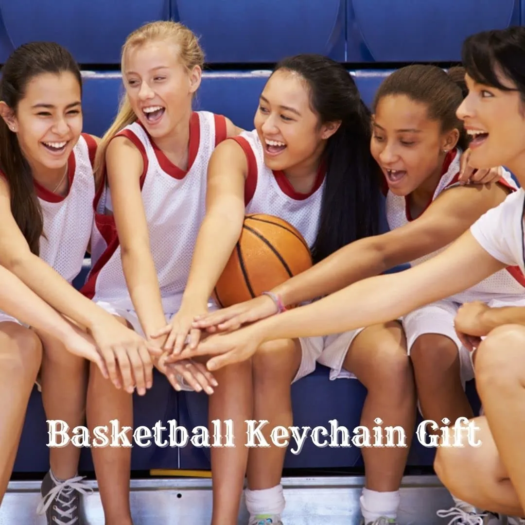 Girls Basketball Keychain with Number Engraved Charm for Players