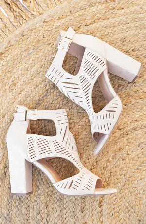 Gladiator Heels Suede Beige