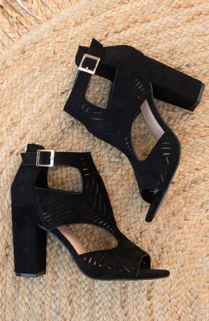 Gladiator Heels Suede Zwart