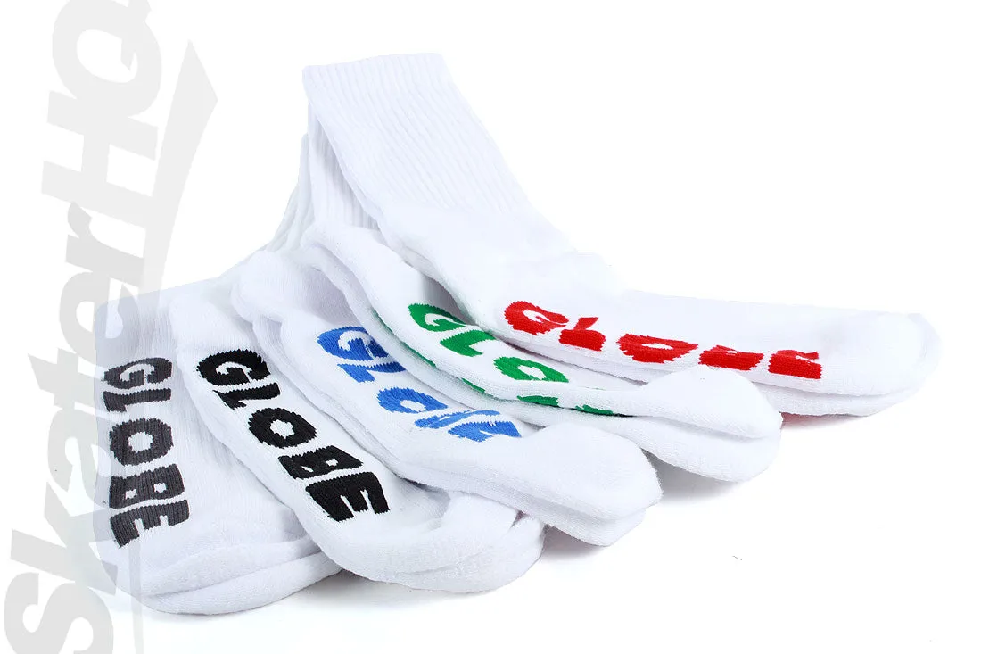 Globe Crew Socks 12-15US 5pk - White