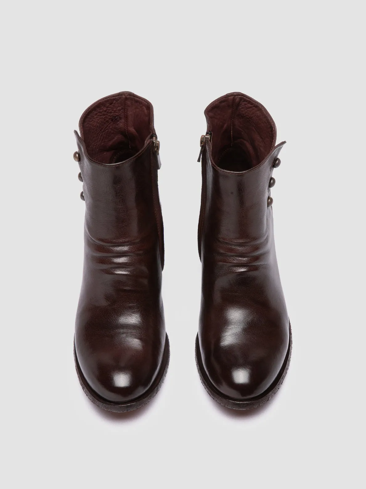 GODEAU 004 - Brown Leather Zipped Boots