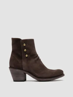 GODEAU 004 - Brown Suede Zipped Boots