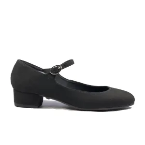 'Gracie' Mary-Jane vegan Low-Heels by Zette Shoes - Black Suede