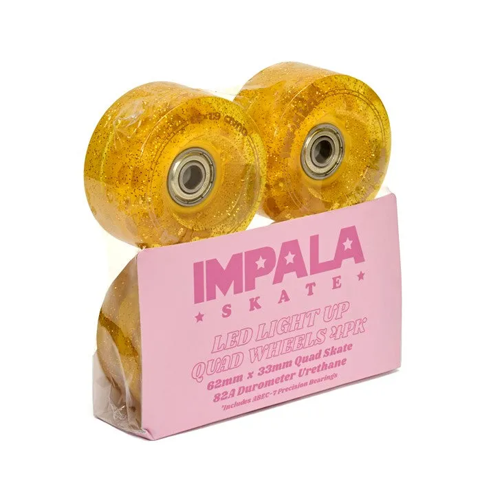 Impala Light Up Gold Glitter Wheels With Bearings 82A - 4 Pack