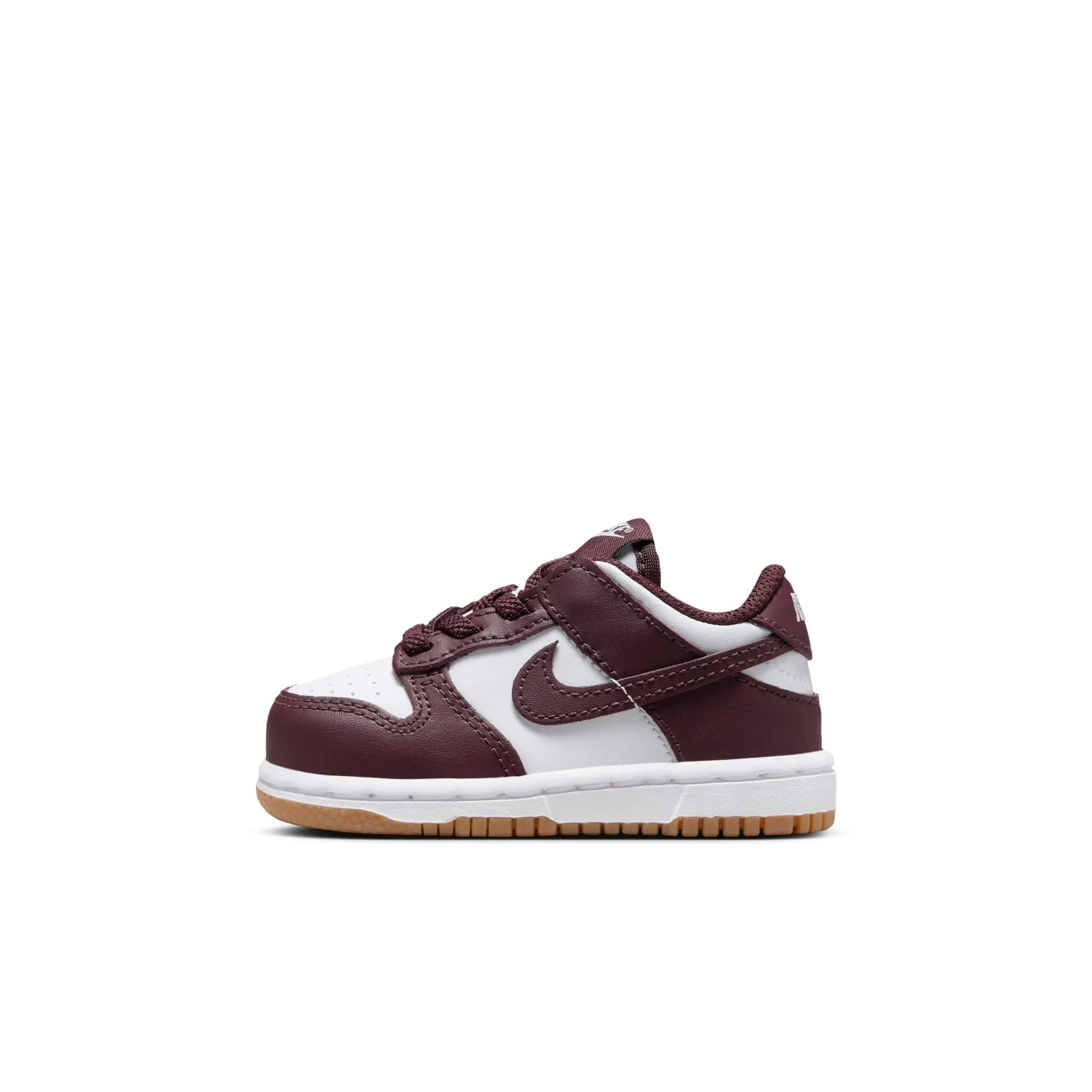 KIDS NIKE DUNK LOW TD (WHITE/BURGUNDY CRUSH/GUM LIGHT BROWN)