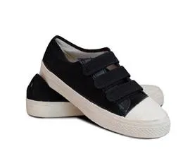 Low-Top Canvas Triple Velcro Basketball Sneakers