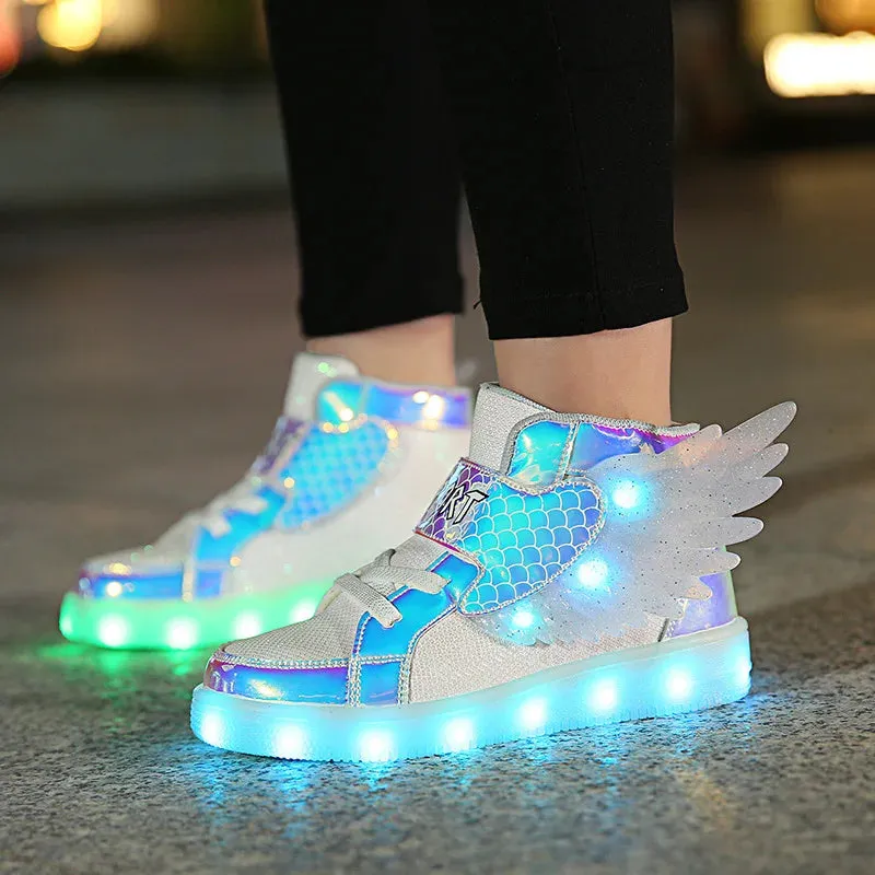 Luminous Kids Shoes Fashion Street Hip-hop Girls Boys Flashing Sneakers USB Rechargeable Skateboarding Shoes Casual Sports Shoes