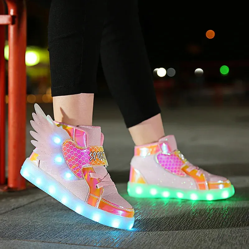 Luminous Kids Shoes Fashion Street Hip-hop Girls Boys Flashing Sneakers USB Rechargeable Skateboarding Shoes Casual Sports Shoes